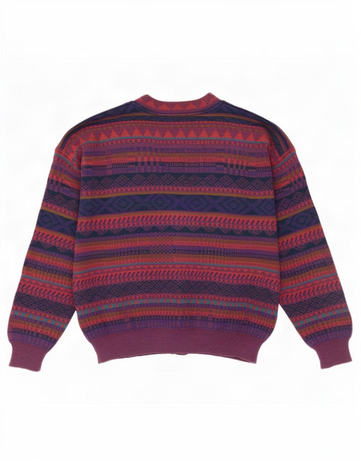 Vintage Mens Cardigan Sweater IT 50 Medium Multicoloured Geometric