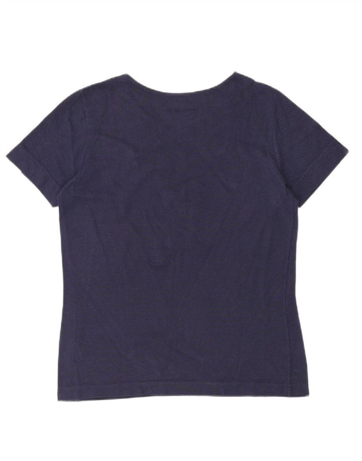 LACOSTE Womens T-Shirt Top Size 38 Medium Navy Blue Cotton