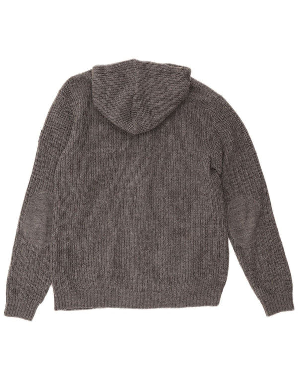 Marina Militare Mens Hooded Cardigan Sweater Large Grey Acrylic