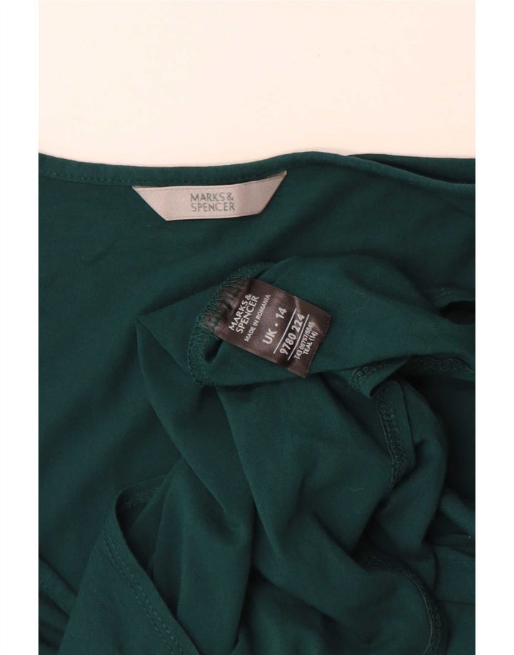Marks & Spencer Womens Blouse Top UK 14 Medium Green Viscose