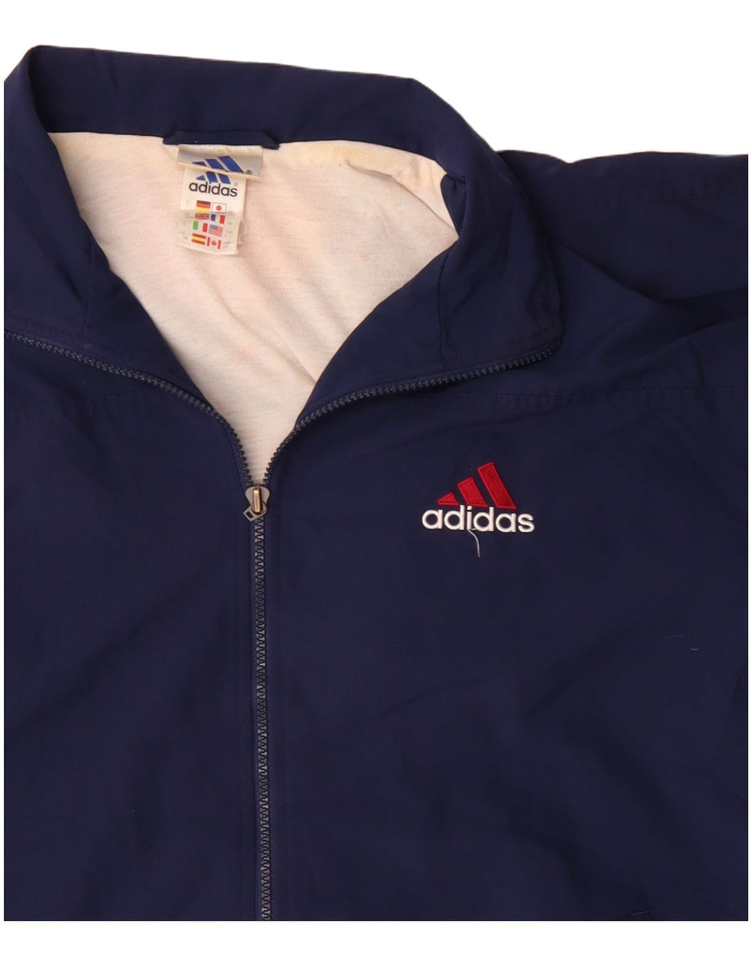Adidas Mens Tracksuit Top Jacket UK 42/44 Large Navy Blue Polyester
