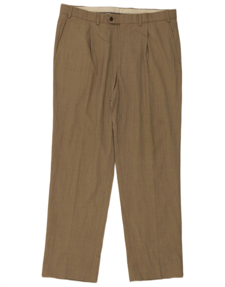 MARKS & SPENCER Mens Pegged Suit Trousers W36 L31 Beige Polyester