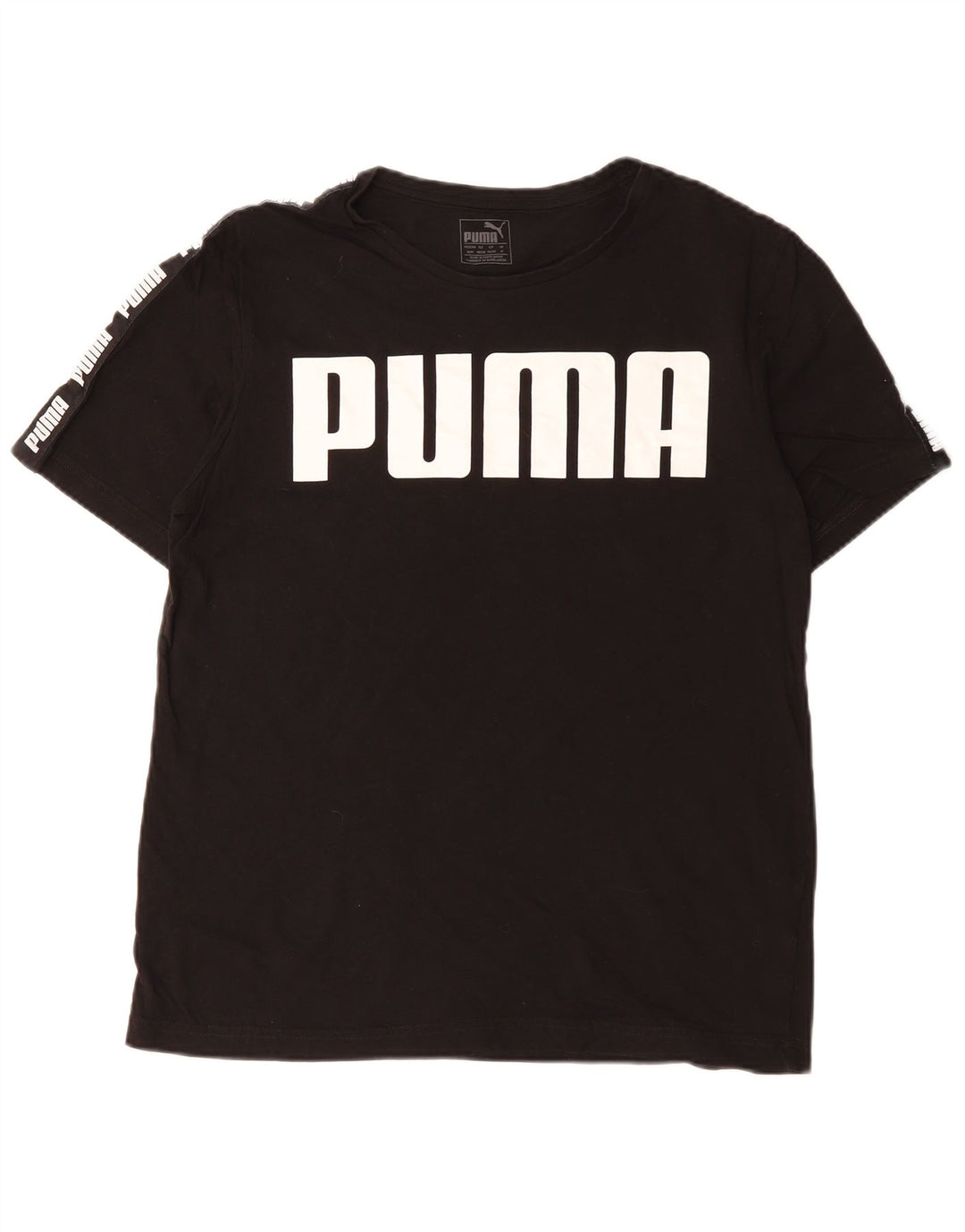 PUMA Mens Graphic T-Shirt Top UK 14 Medium Black