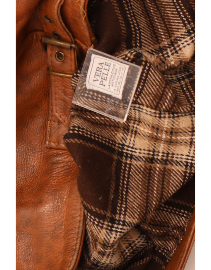 Vintage Womens Leather Jacket UK 18 XL Brown Flecked Leather