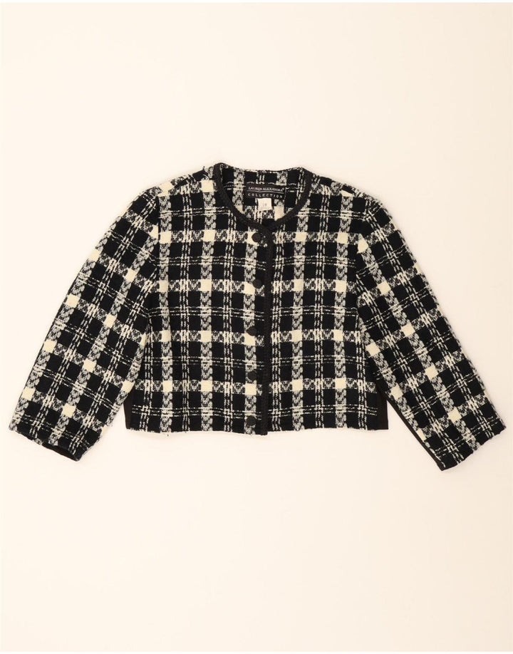 LAUREN ELEXANDRA Womens 3/4 Sleeve Bolero Jacket US 10 Large Black Check Vintage Lauren Elexandra and Second-Hand Lauren Elexandra from Messina Hembry 