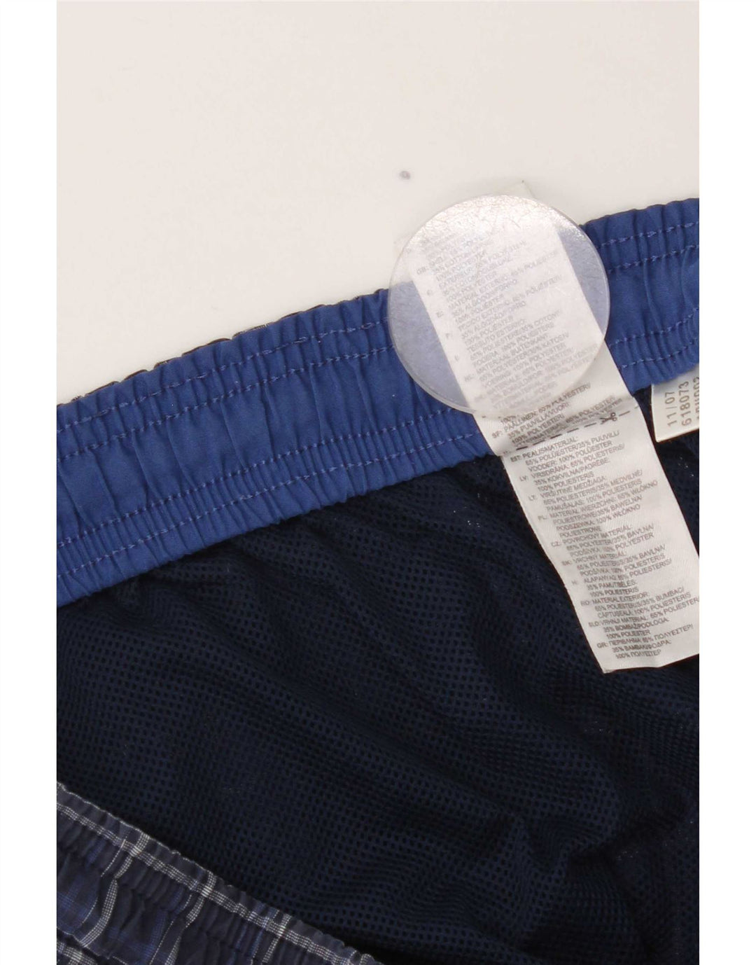 Adidas Mens Swimming Shorts Large Navy Blue Check Polyester