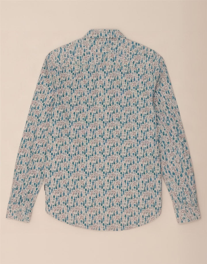 White Stuff Mens Slim Fit Abstract Pattern Shirt Small Blue Cotton
