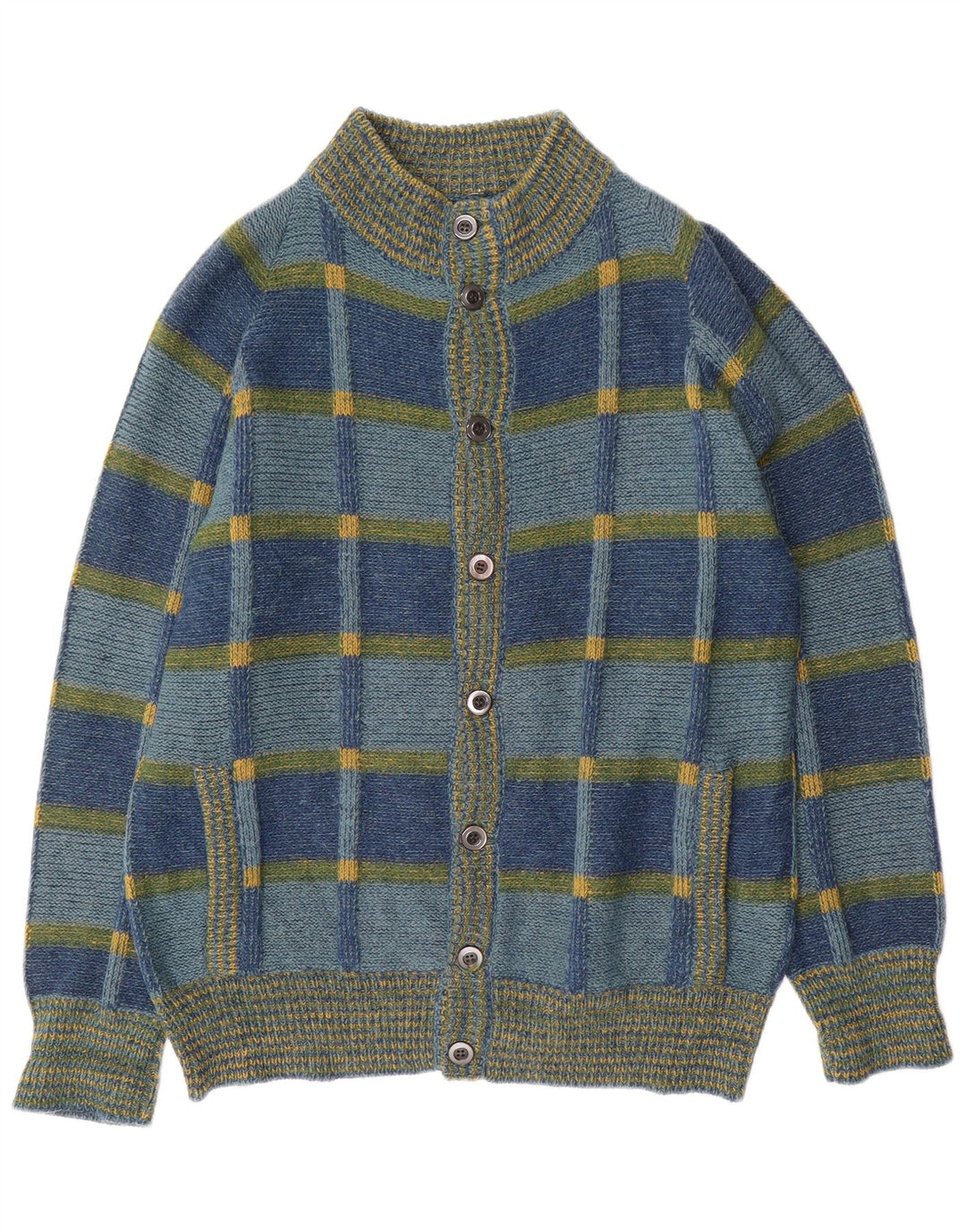 Vintage Mens Cardigan Sweater IT 52 Large Blue Check