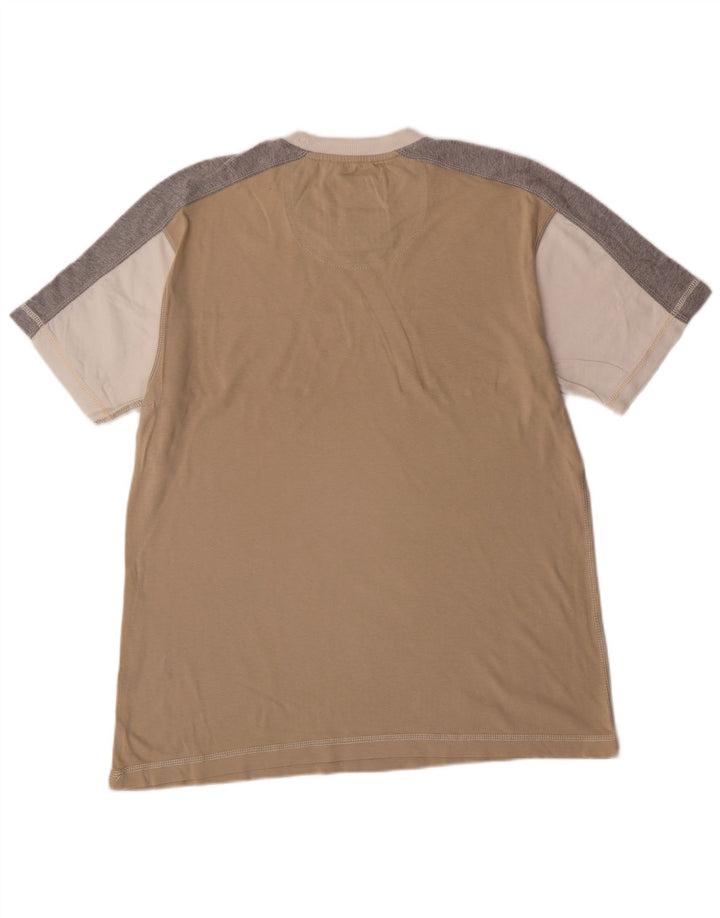 Champion Mens Graphic T-Shirt Top Large Beige Colourblock