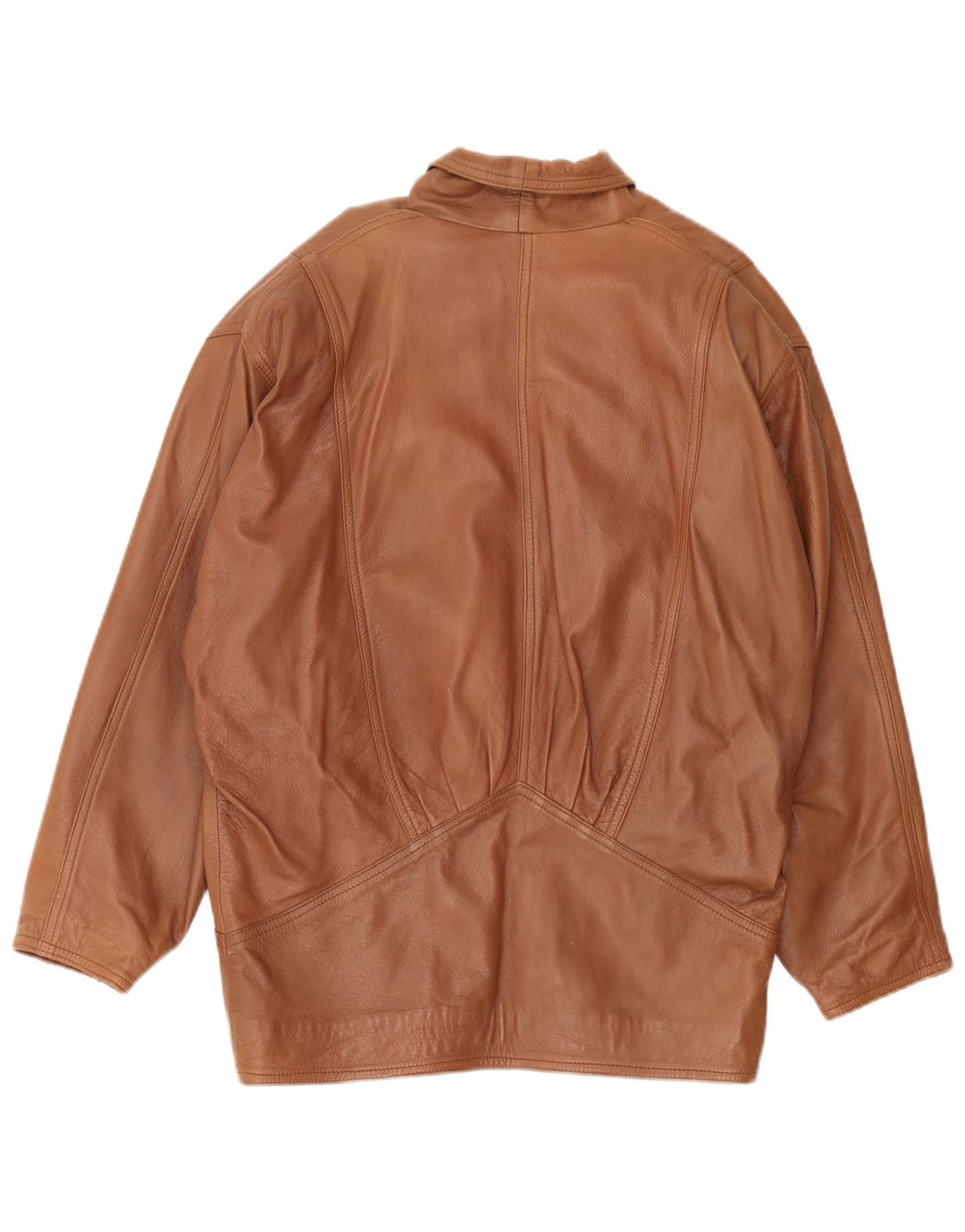 Vintage Womens Oversized Leather Jacket UK 18 XL Brown Leather