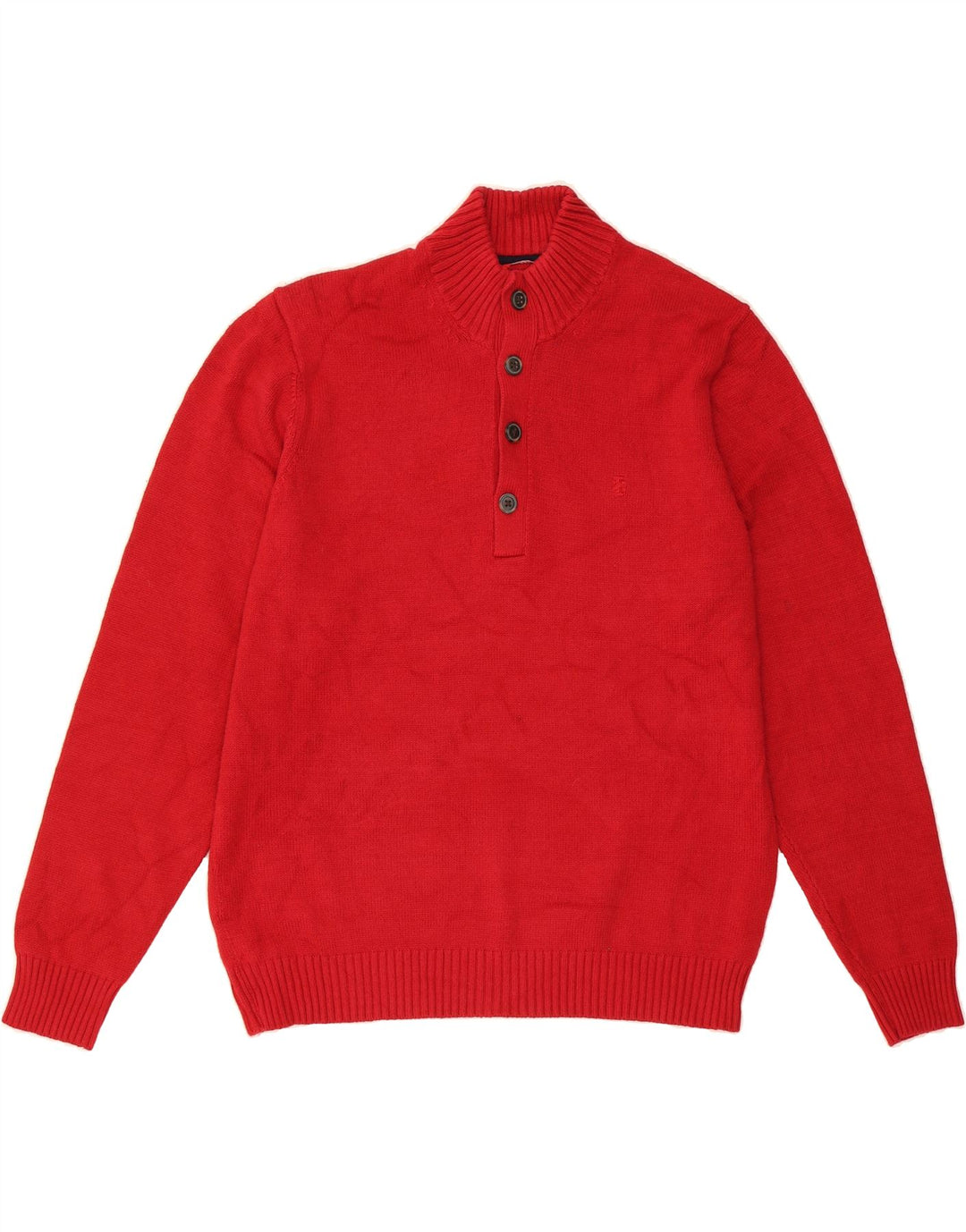 IZOD Mens Button Neck Jumper Sweater XL Red Cotton Vintage Izod and Second-Hand Izod from Messina Hembry 