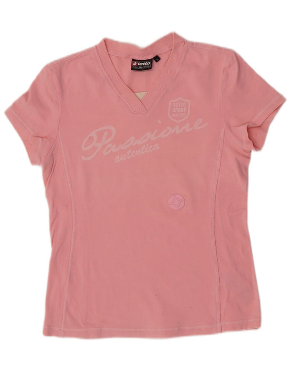 Lotto Girls Regular Graphic T-Shirt Top 11-12 Years Large Pink Cotton