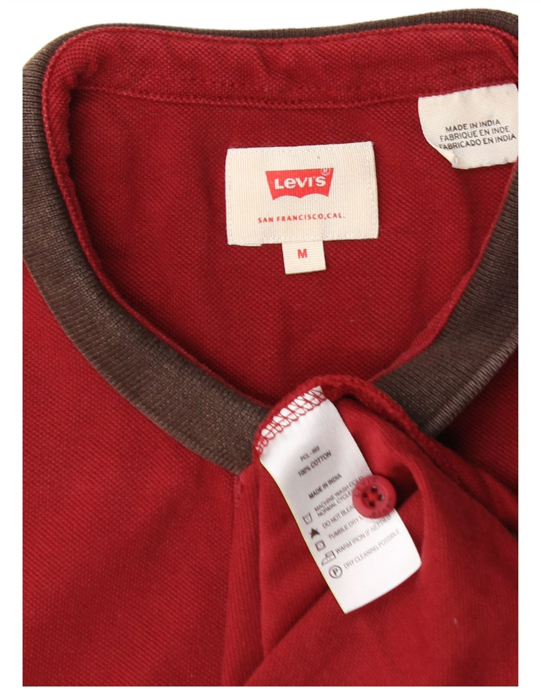Levi's Mens Polo Shirt Medium Red Colourblock Cotton