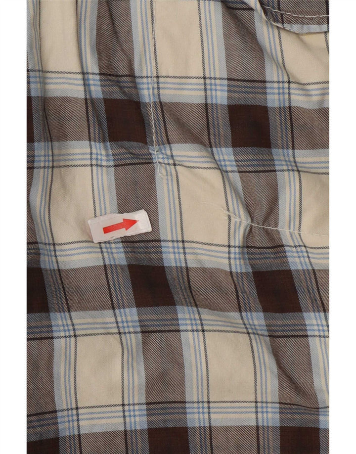 Brax Mens Cargo Shorts W36 Large Beige Check Cotton