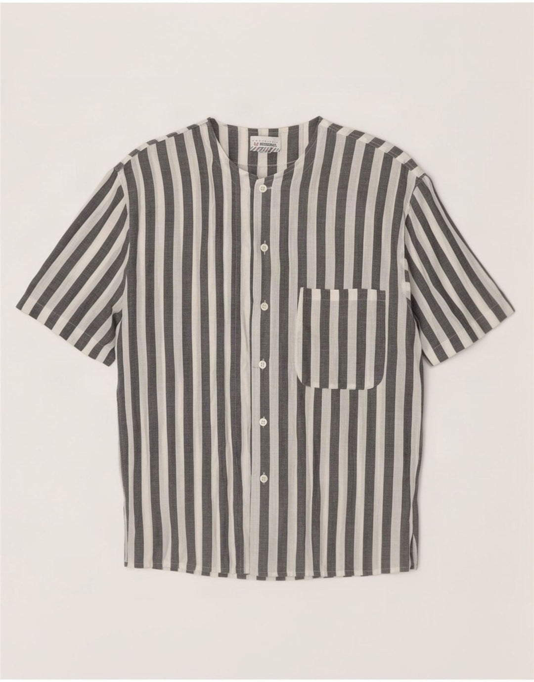 Stefanel Mens Short Sleeve Shirt Medium White Striped Cotton