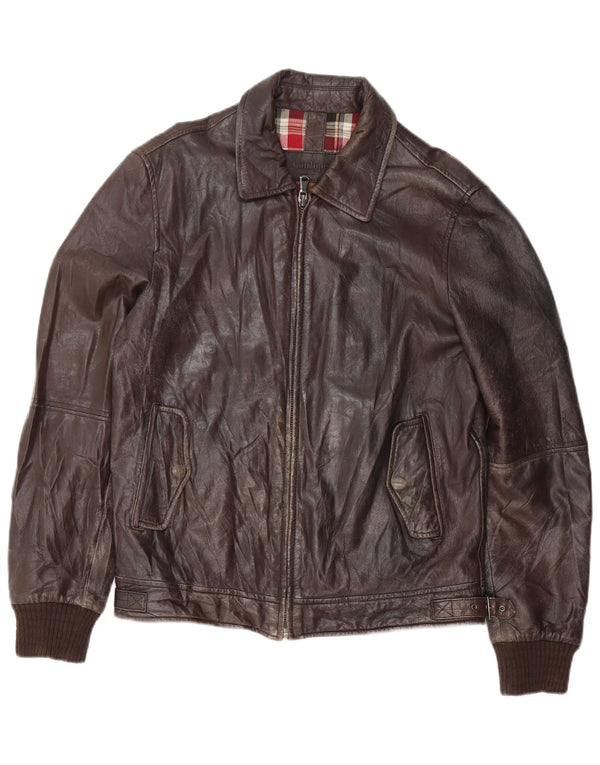 CONBIPEL Mens Leather Jacket IT 46 Small Brown Leather