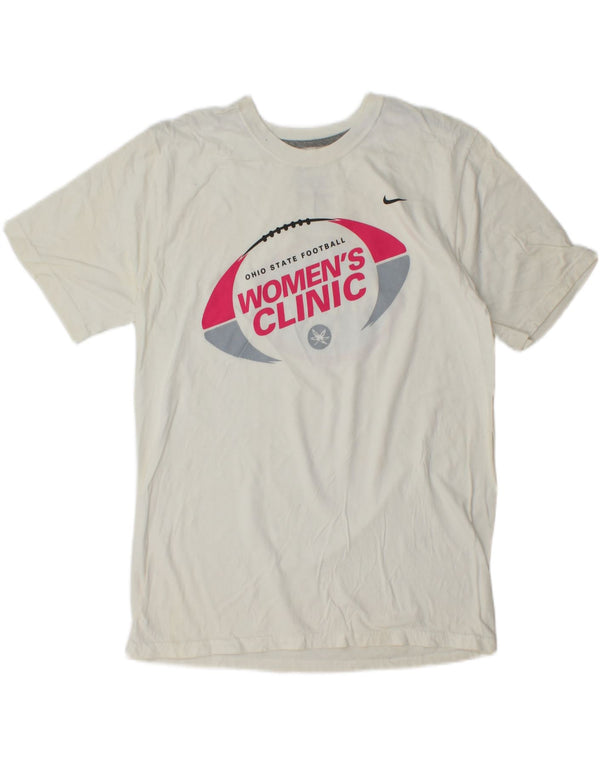 NIKE Womens Graphic T-Shirt Top UK 14 Medium White Cotton