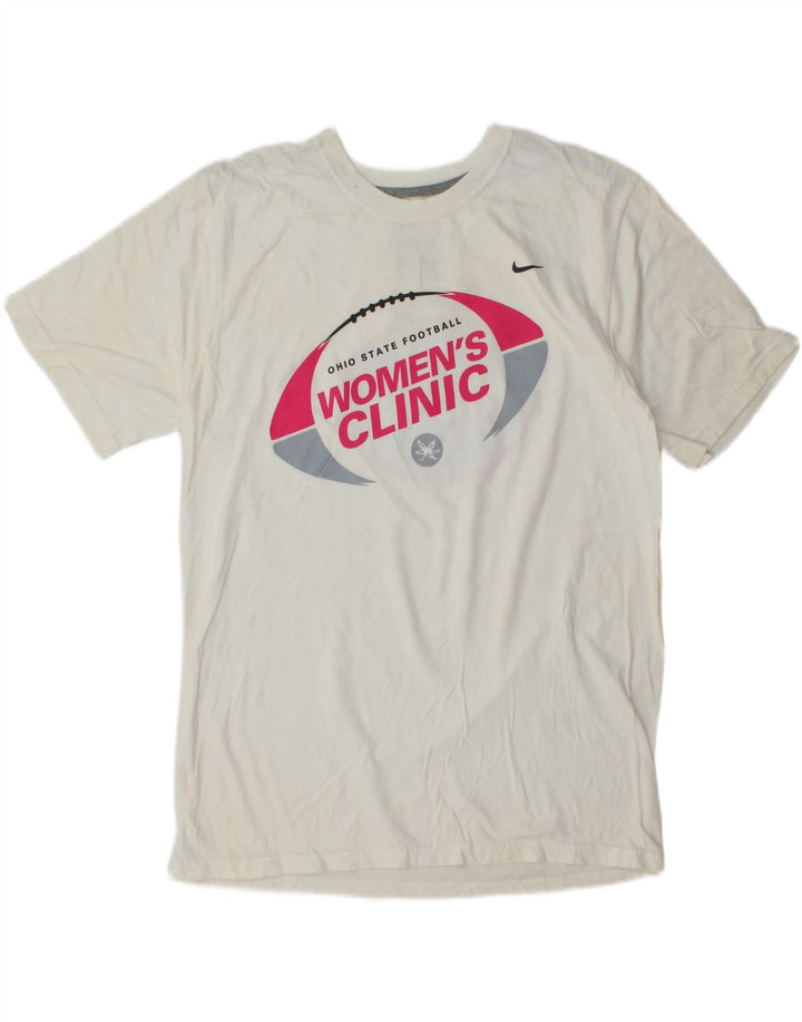 NIKE Womens Graphic T-Shirt Top UK 14 Medium White Cotton