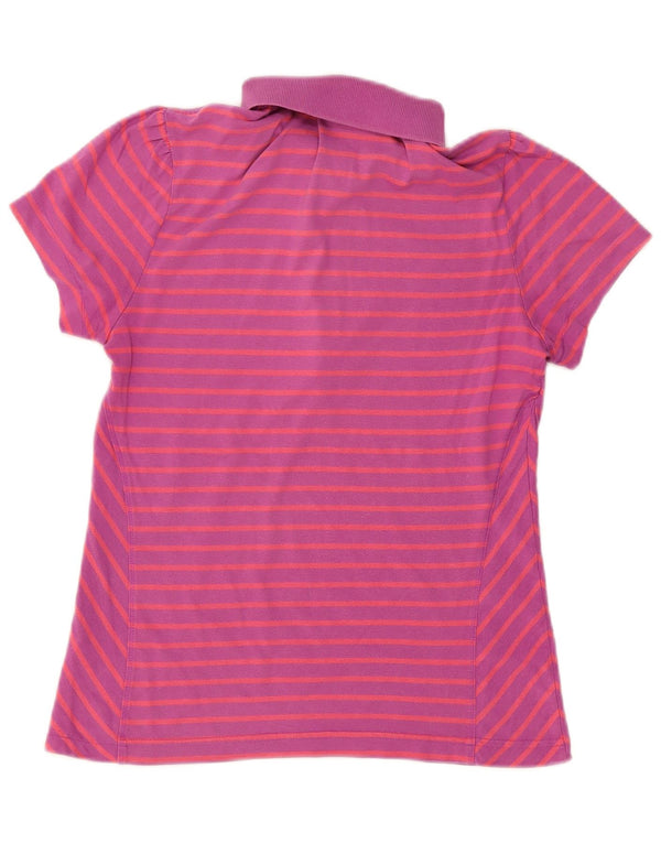 Puma Womens Polo Shirt UK 12 Medium Purple Striped Cotton