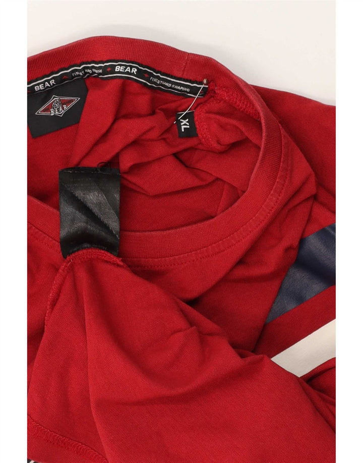 Bear Mens Graphic T-Shirt Top XL Red Cotton