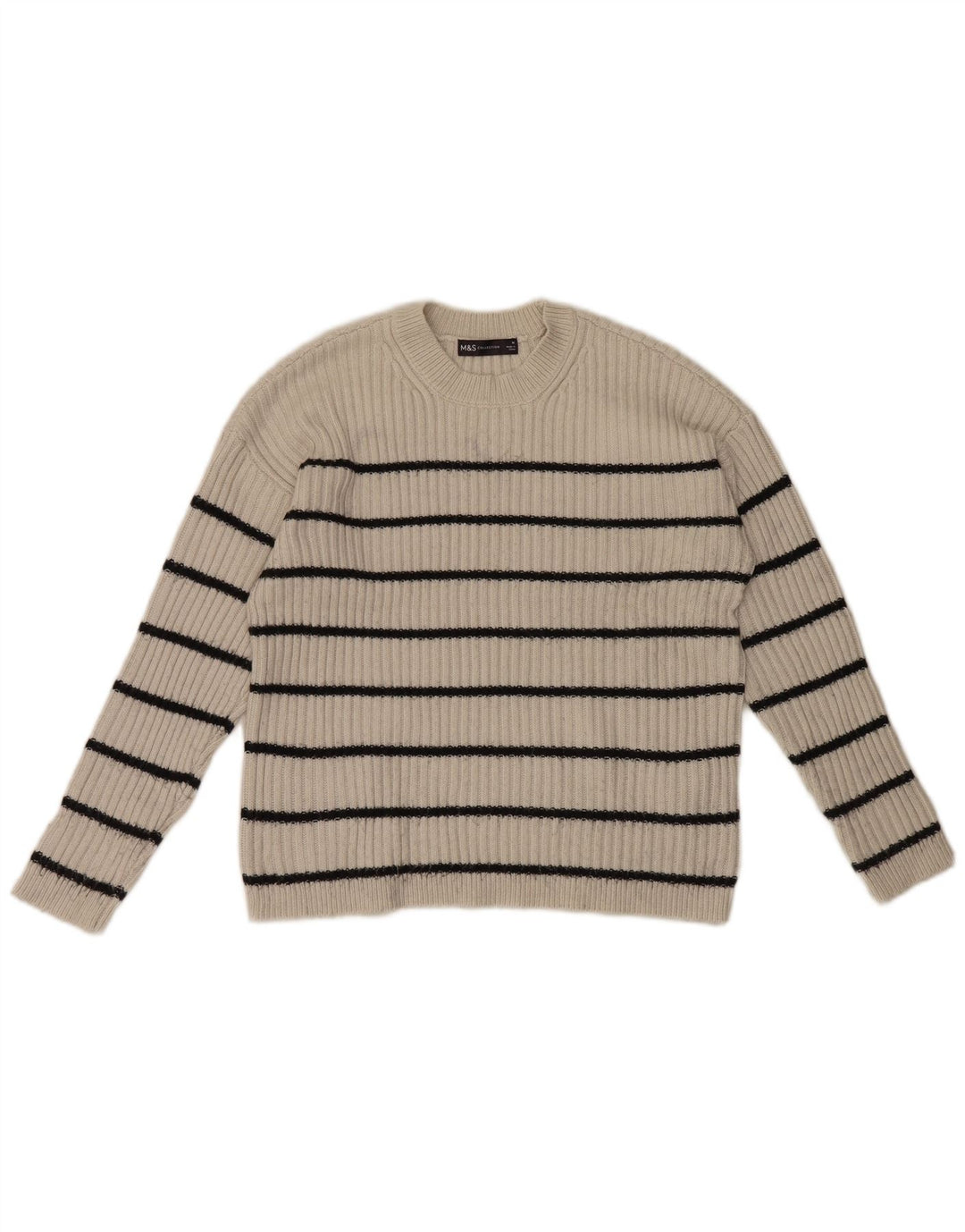 Marks & Spencer Womens Crew Neck Jumper Sweater UK 12 Medium Off White