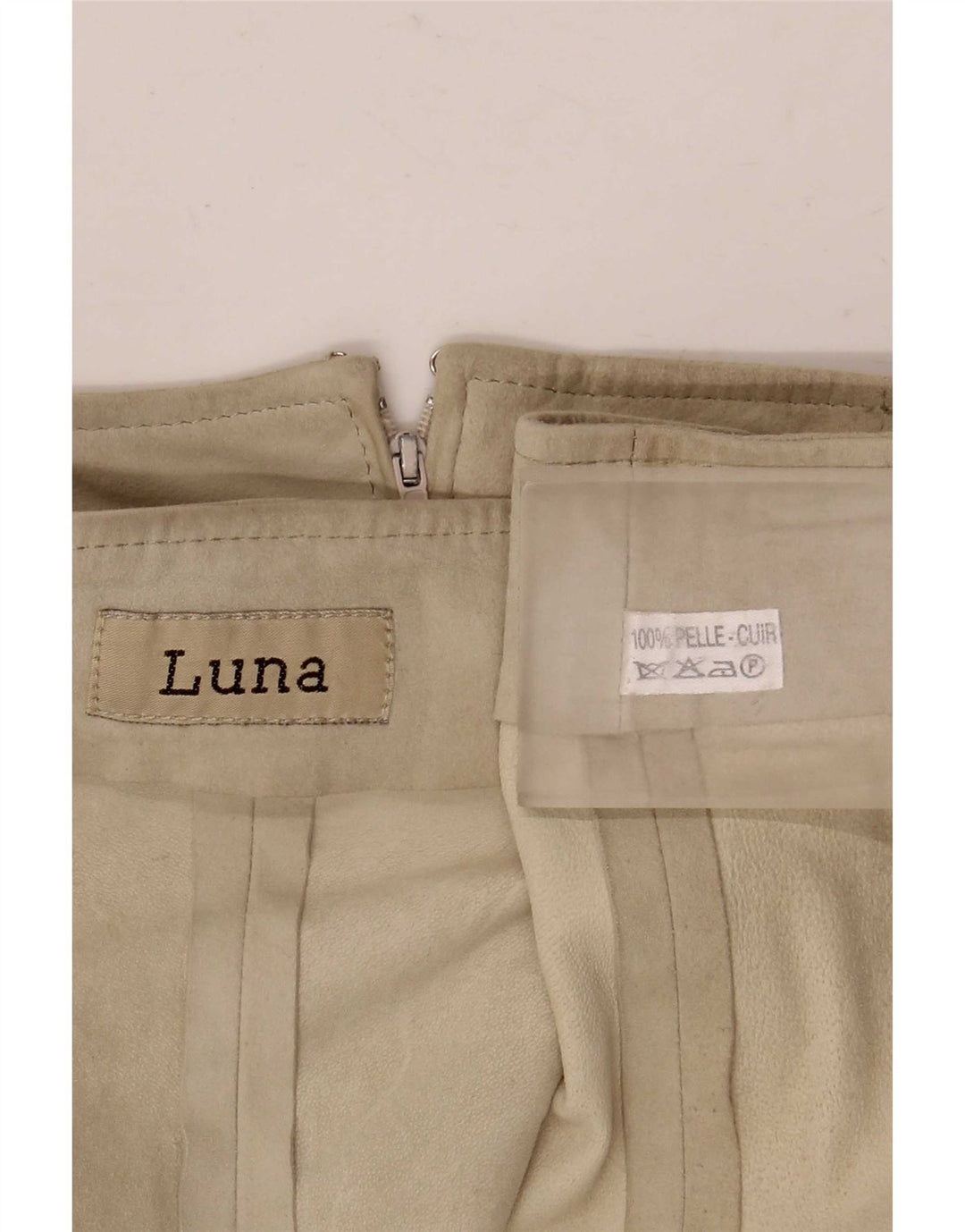 Luna Womens Suede A-Line Skirt W28 Medium Beige Leather