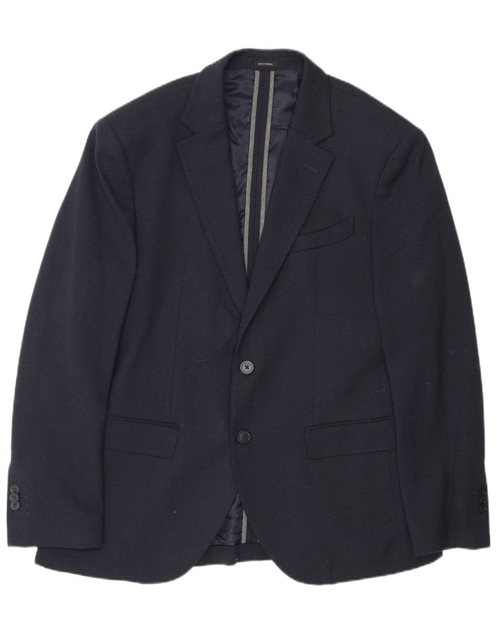 Massimo Dutti Mens 2 Button Blazer Jacket EU 50 Medium Navy Blue Wool