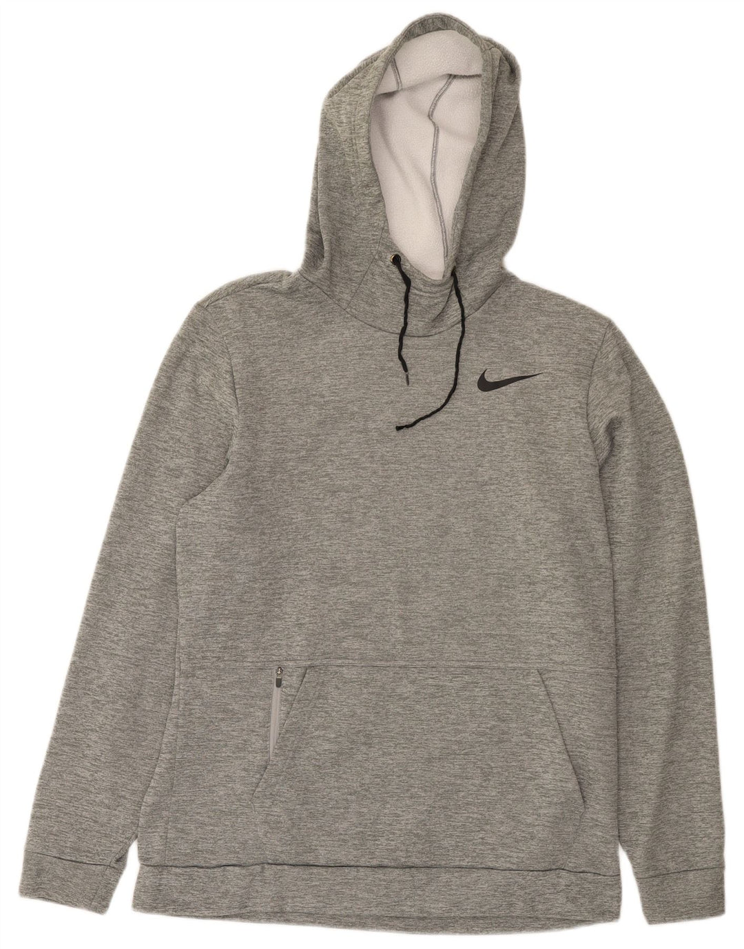 Nike Mens Dri Fit Standard Fit Hoodie Jumper Medium Grey Flecked Polyester
