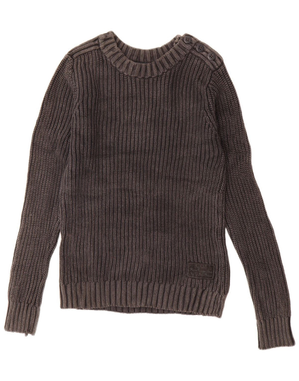 G-Star Mens Boat Neck Jumper Sweater Medium Grey Cotton