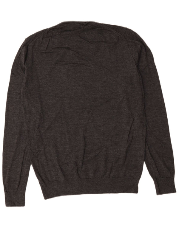 Zara Mens Crew Neck Jumper Sweater Large Grey Wool