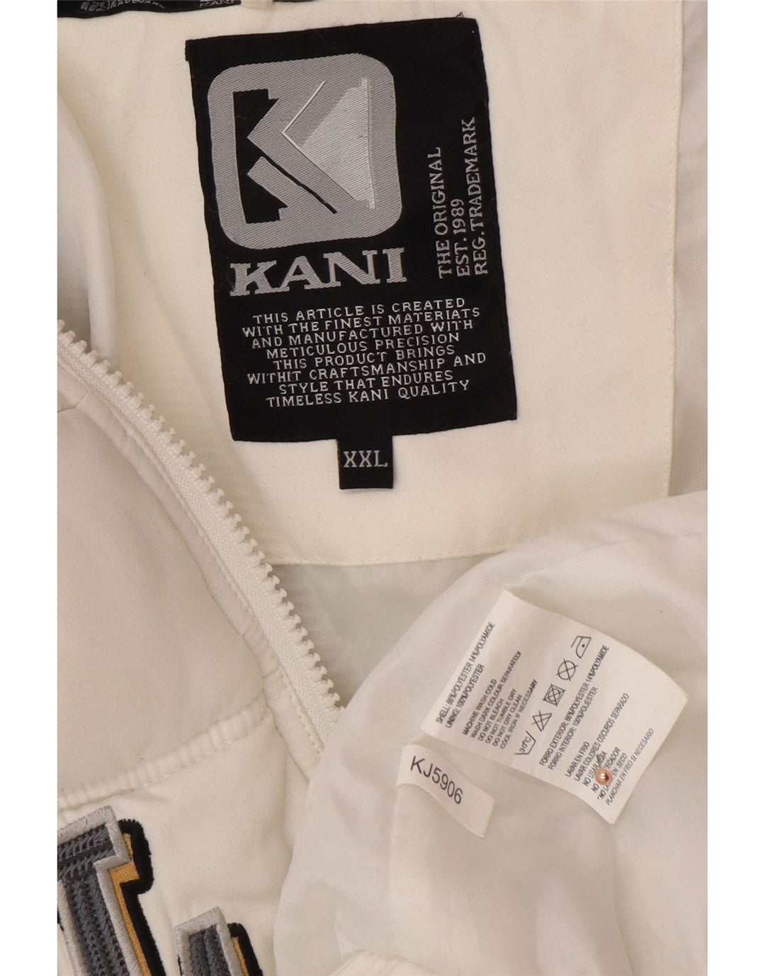 KARL KANI Mens Graphic Hooded Padded Jacket UK 44 2XL White Polyester