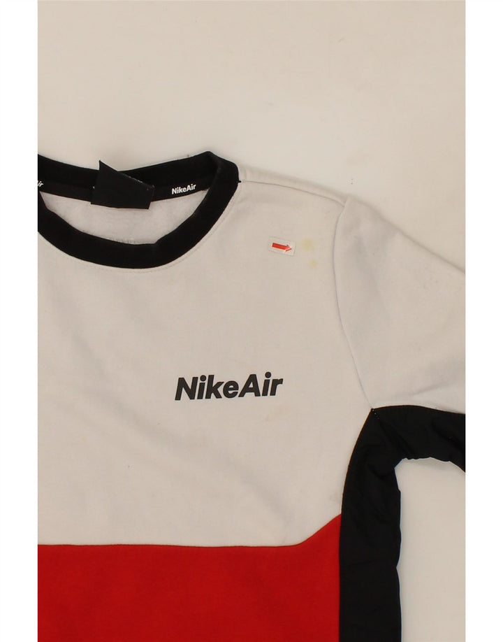 NIKE Boys Nike Air Graphic Sweatshirt Jumper 10-11 Years Medium White Vintage Nike and Second-Hand Nike from Messina Hembry 
