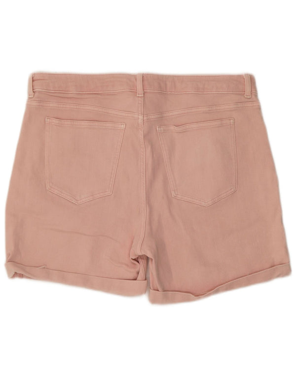 Marks & Spencer Womens High Waist Denim Shorts UK 16 Large W36 Pink Cotton