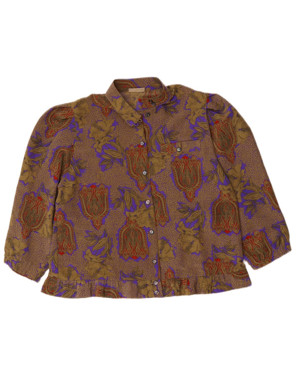 Sommermann Womens 3/4 Sleeve Shirt Blouse EU 40 Medium Brown Paisley