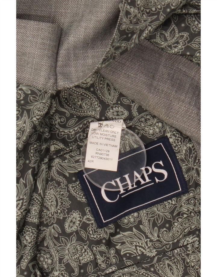 Chaps Mens 2 Button Blazer Jacket UK 40 Large Grey Chevron Polyester