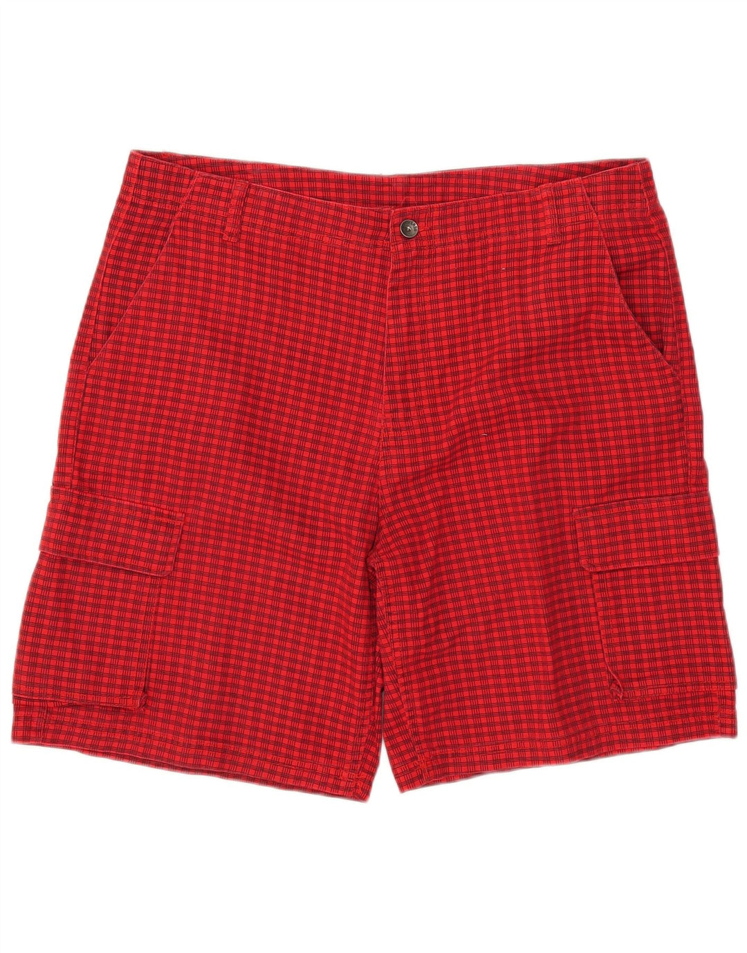 Converse Mens Cargo Shorts W38 XL Red Check Polyester