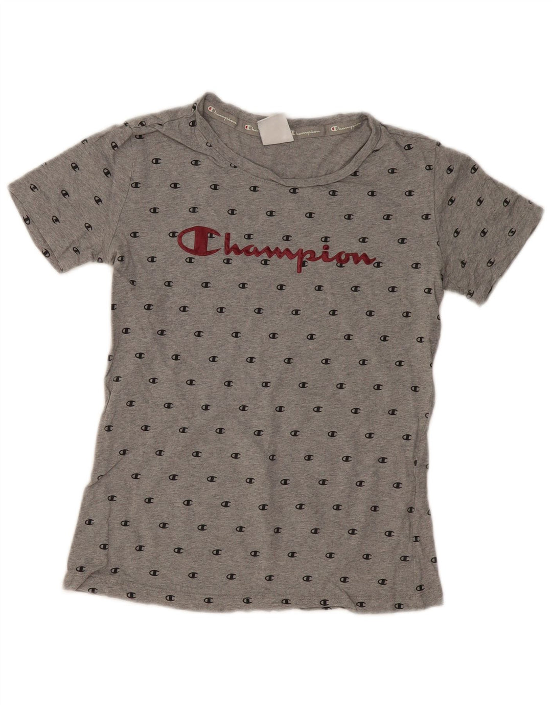 CHAMPION Womens Graphic T-Shirt Top UK 12 Medium Grey Cotton
