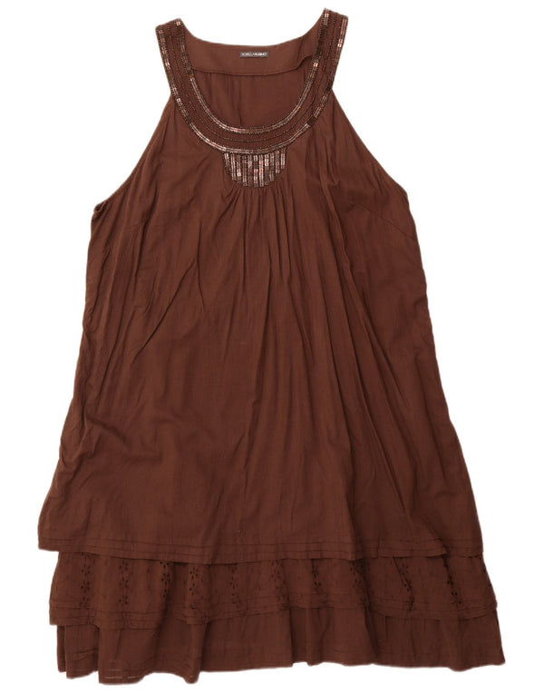 Fiorella Rubino Womens Sleeveless Tent Dress UK 24 4XL Brown Cotton