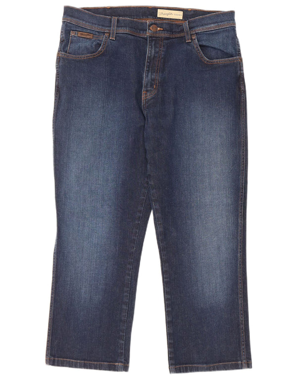 Wrangler Mens Texas Stretch Cropped Straight Jeans W36 L25 Blue Cotton