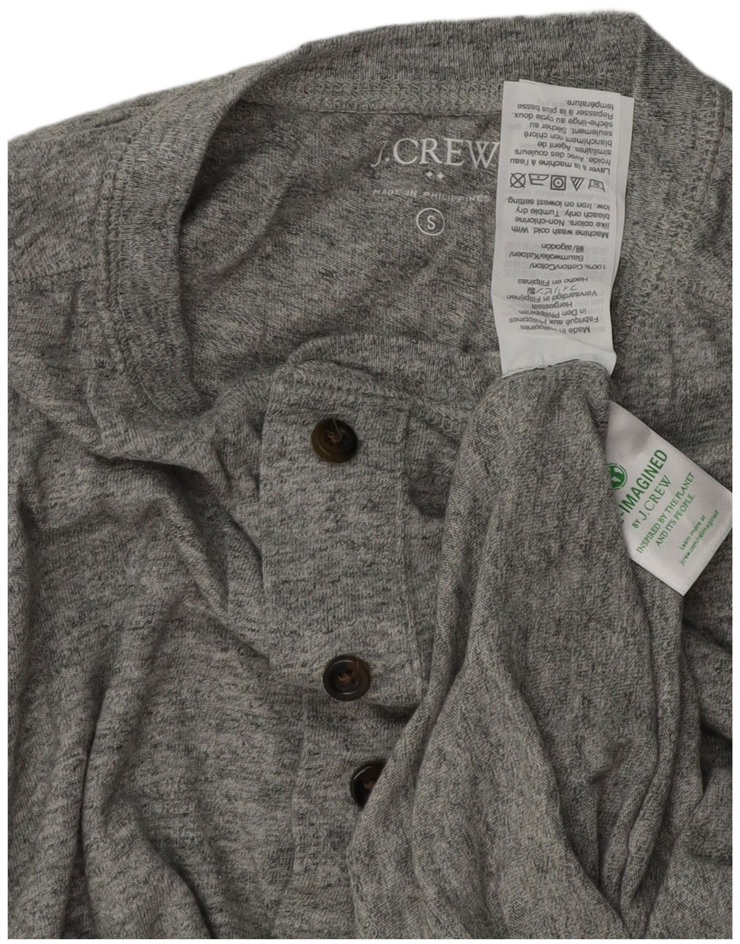 J. CREW Mens Top Long Sleeve Small Grey Flecked Cotton