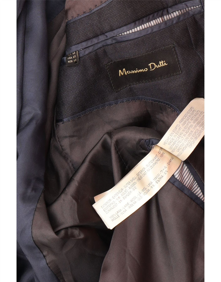MASSIMO DUTTI Mens 2 Button Blazer Jacket EU 52 Large Navy Blue Wool