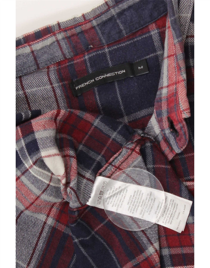 French Connection Mens Flannel Shirt Medium Navy Blue Plaid Cotton