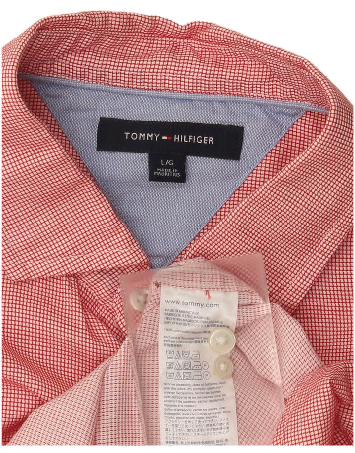 Tommy Hilfiger Mens Mauritius Shirt Large Red Check Cotton