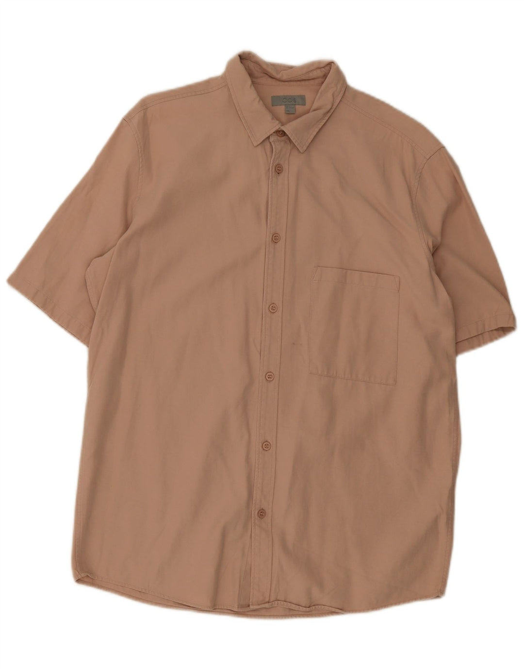 Cos Mens Short Sleeve Shirt Medium Beige Lyocell