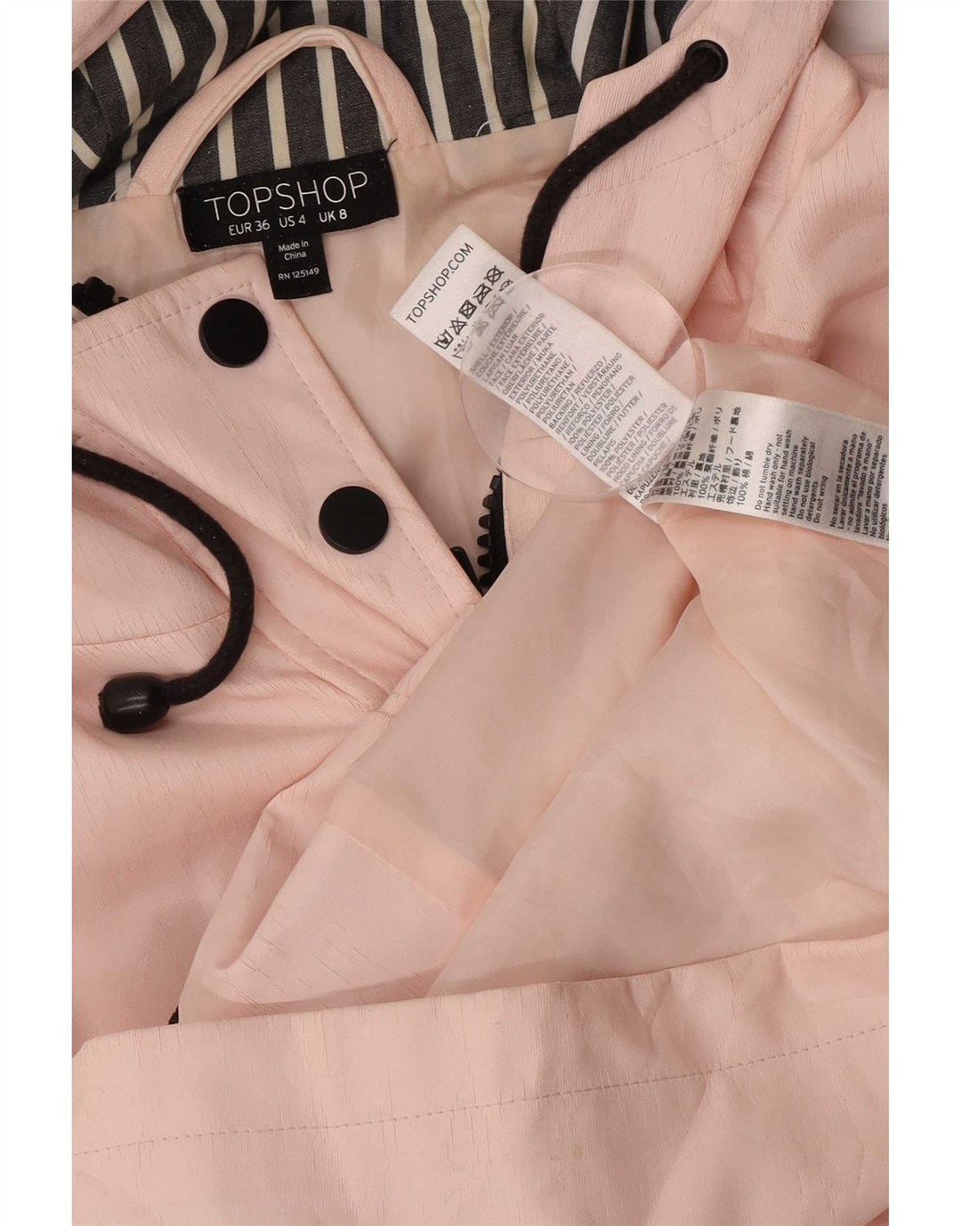 Topshop Womens Hooded Regular Fit Rain Jacket UK 8 Small Pink Polyester