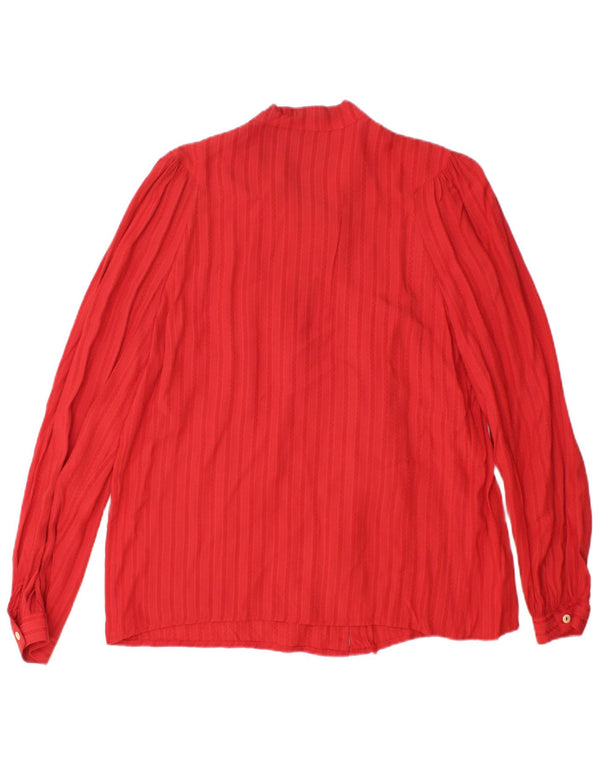 Vintage Womens Front Tie Shirt Blouse UK 14 Large Red Striped