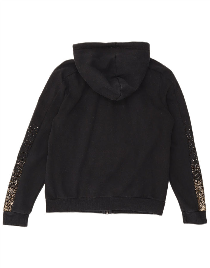 Puma Womens Zip Hoodie Sweater UK 14 Medium Black Flecked