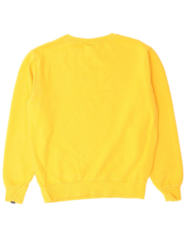 ELLESSE Womens Graphic Oversized Sweatshirt Jumper UK 12 Medium Yellow