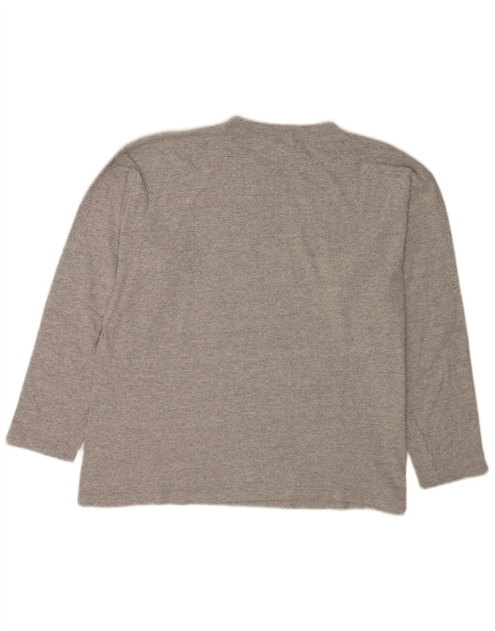 Champion Mens Graphic Top Long Sleeve Large Grey Flecked Cotton
