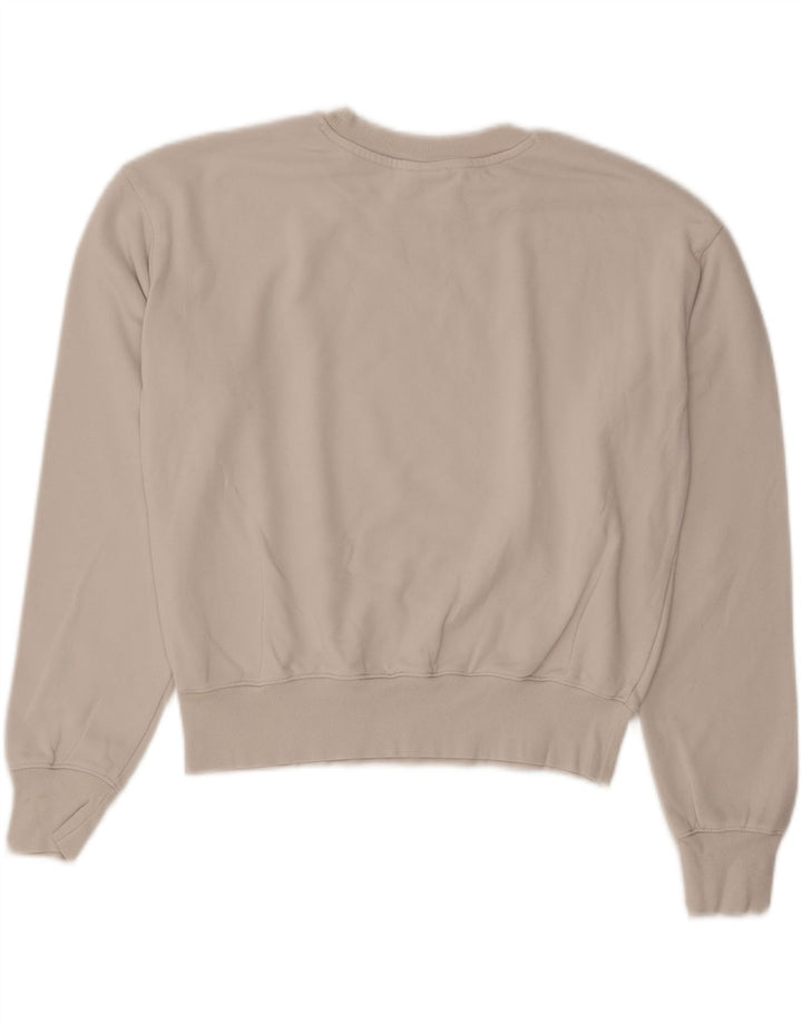 CHAMPION Womens Crop Graphic Sweatshirt Jumper UK 14 Medium Beige